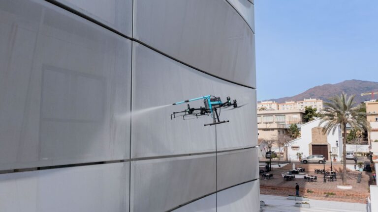 Innovative Drone System Implemented by City Council for Facade Cleaning at Mirador El Carmen